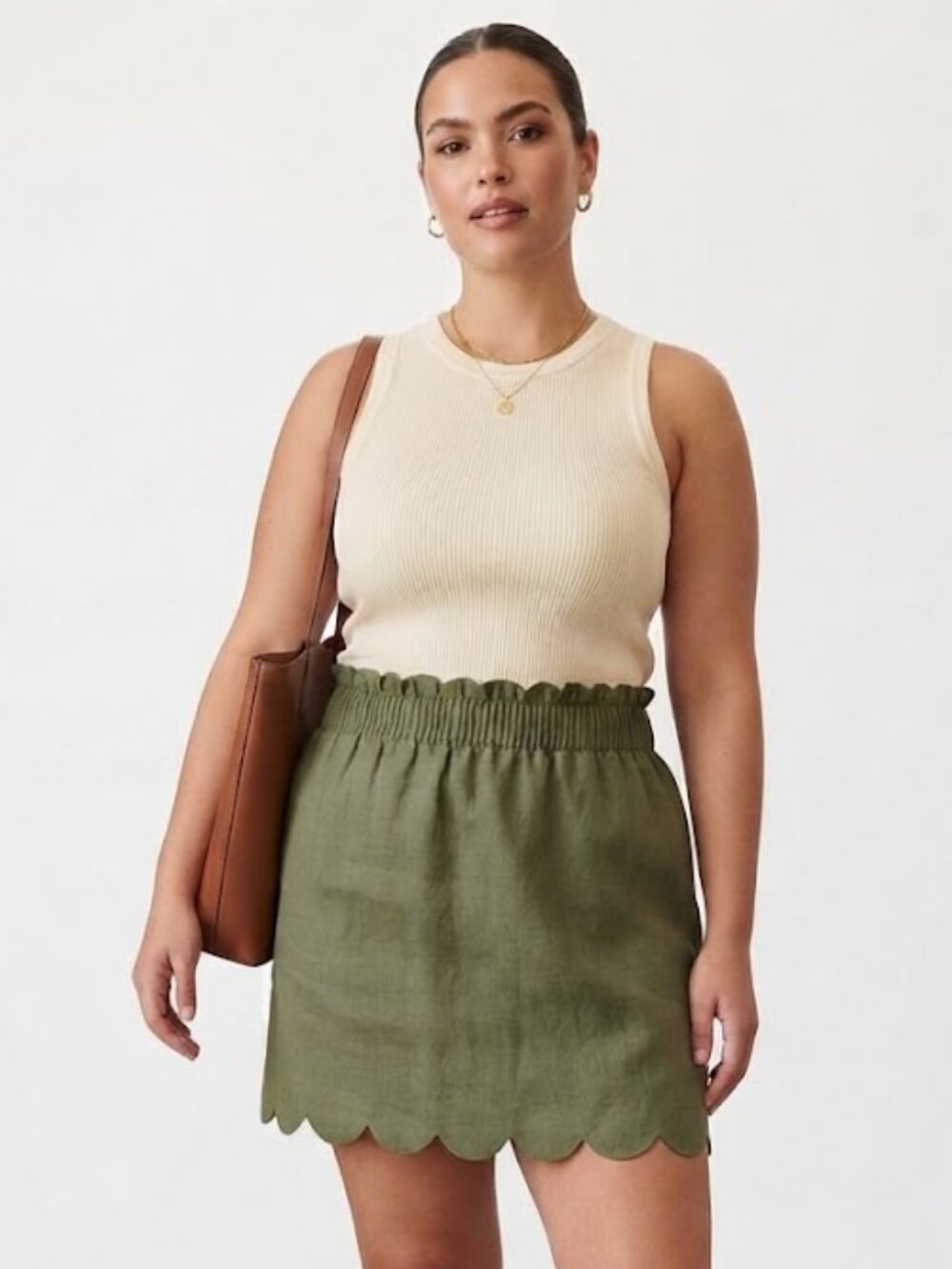 J. Crew Olive Green Scalloped Hem Mini Skirt